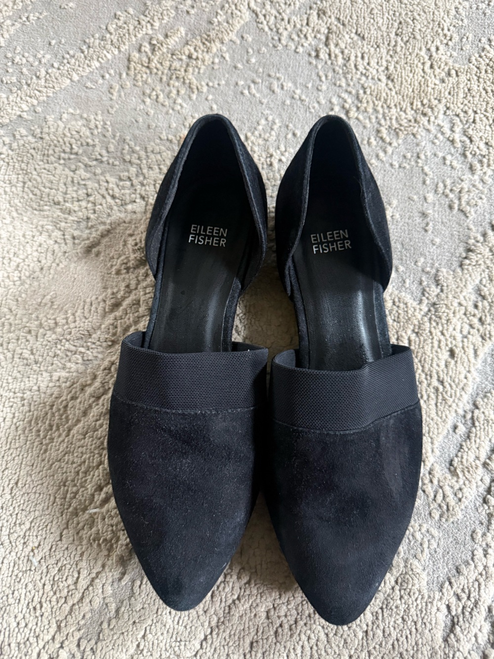 Eileen Fisher black Suede leather d'Orsay flats slip on pointy toe 7.5